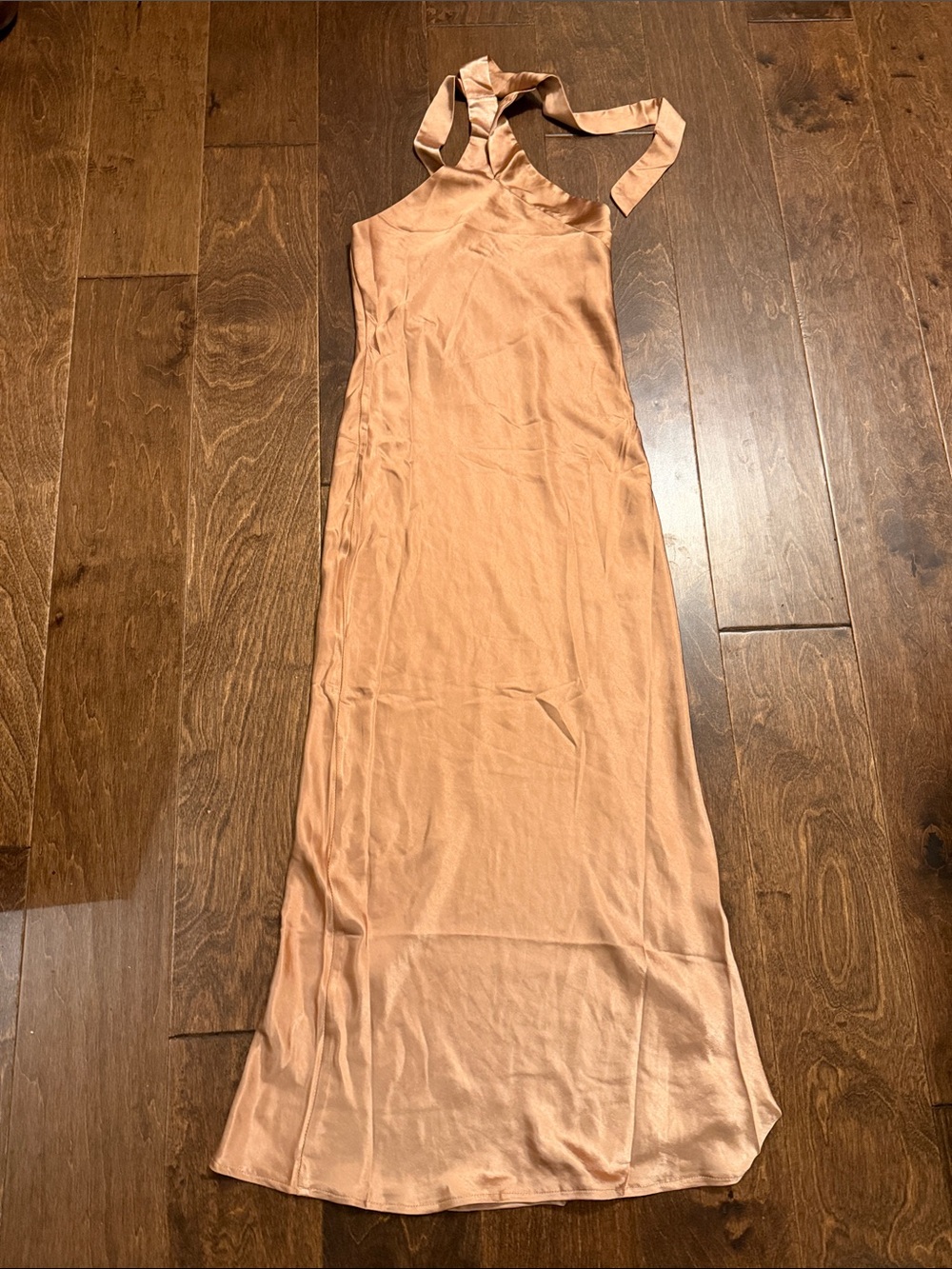 Petal & Pup Blush Satin Halter Maxi Gown